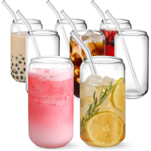Drinking Glasses with Glass Straw